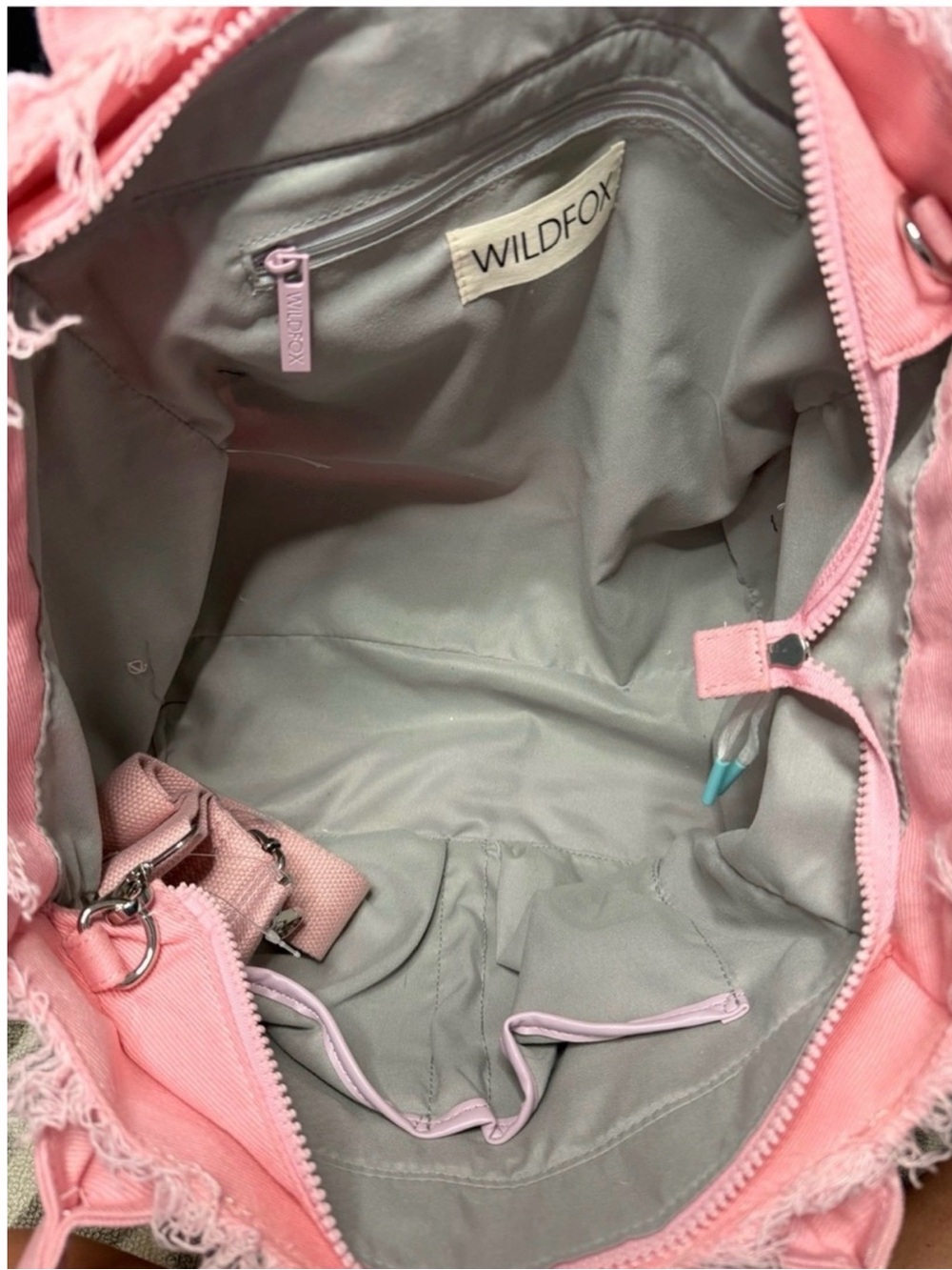 Wildfox Pink Frayed Canvas Tote - Picture 5 of 5
